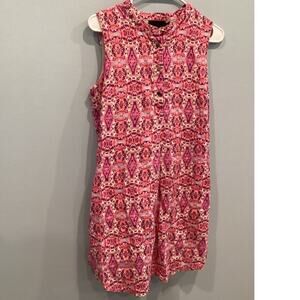 Cynthia Rowley Womens Linen Shirt Dress Size 6 Pink Classic Preppy Beachy Career